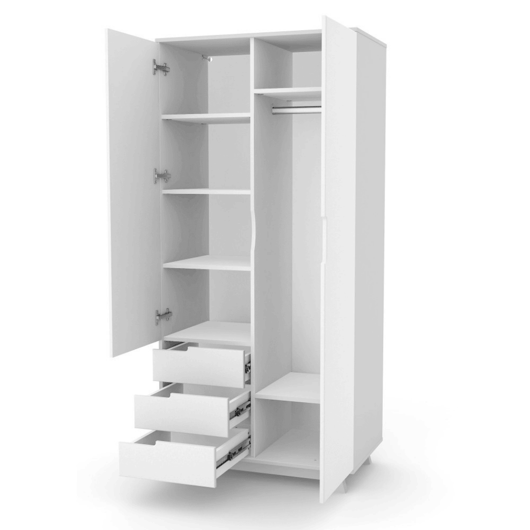 Dětska šatní skřín Lussi 850 Gekko Kids, Bílá / Šedá